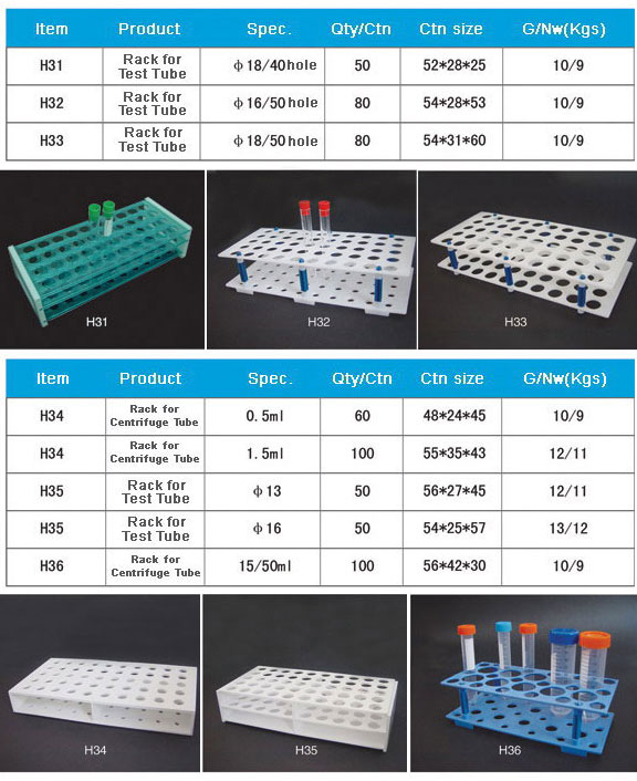 Plastic Test Tube Rack / Rack for Tube