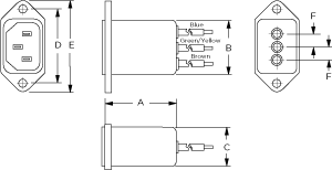 Compact RFI Filter with IEC Connectors