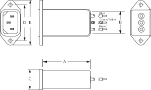 High Frequency Compact RFI Filter with IEC Connector 