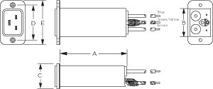 High Frequency Compact RFI Filter with IEC Connector 