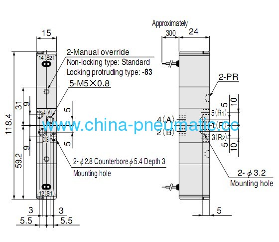 Double head solenoid valve-KOGANEI type 110-4E2 solenoid valve