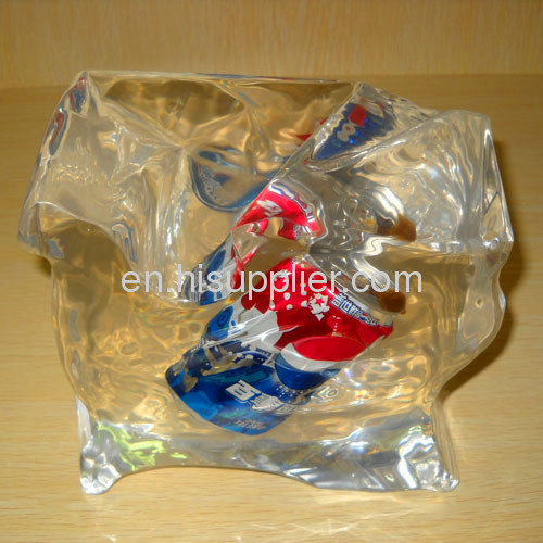 Clear Square Custom Acrylic Embedment with Bottle