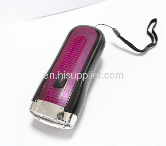 Portable hand crank 3 LEDs dynamo flashlight