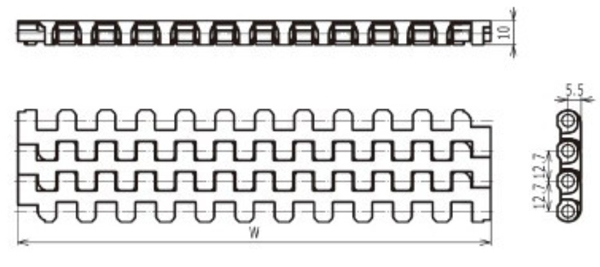 Flat top modular conveyor belt (M1220)