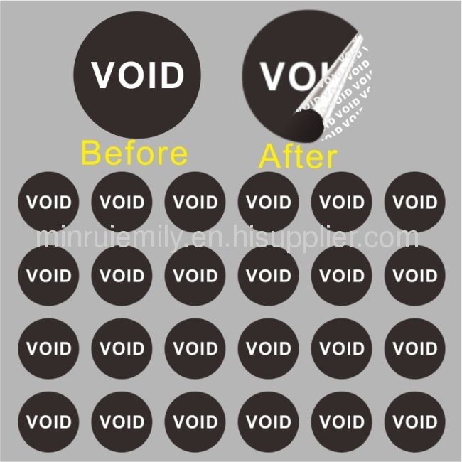 Custom small round void sticker for cell phones or screw tamper evident seal labels