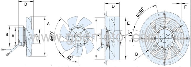 350mm EC AXIAL Fan impeller with EC Brushless motor andHigh-efficiency