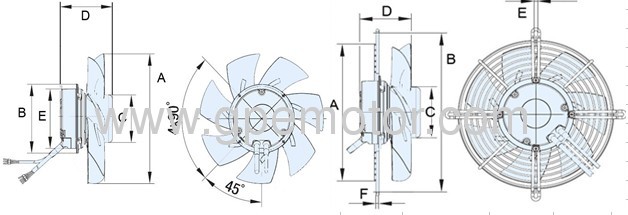 365W EC Axial Fan impeller with long life time and 0-10V/PWM control