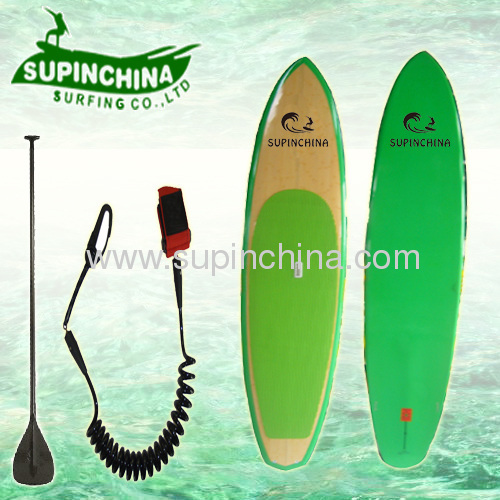Green with Bamboo surfing board