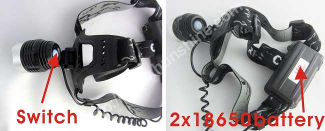 2*18650 battery one Cree Q5 LED headlamp