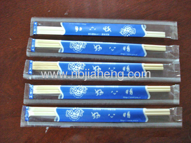 Cheapest Disposable Bamboo chopsticks with printed logo pvc wrapped 