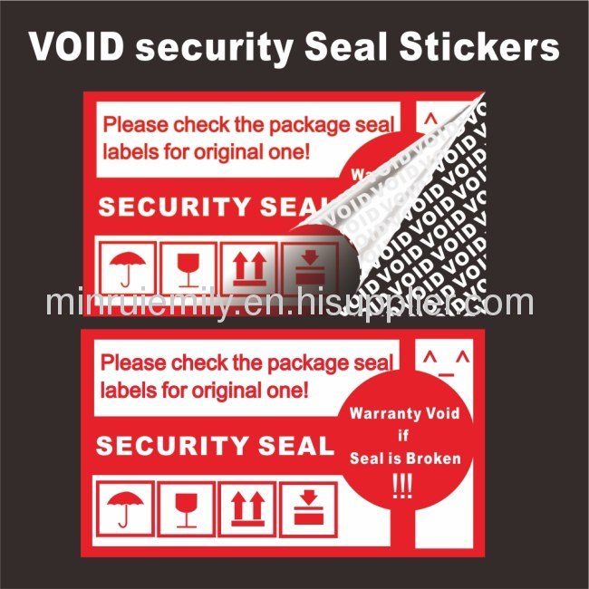 Custom warranty void labels from China,tamper proof void labels 