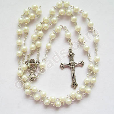 glass pearl confirmation rosary