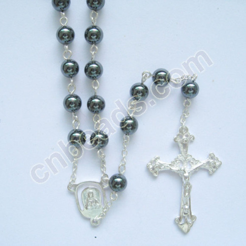 round hematite rosary prayer beads