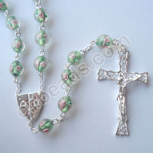 round lampwork glass rosary prayer beads