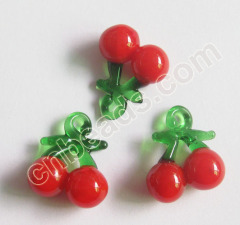 handmade lampwork cherry glass charms