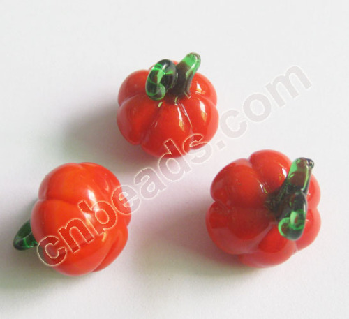 handmade lampwork glass pumpkin glass charms