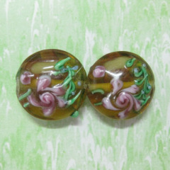 flat round handmade lampwork glass beads