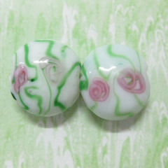 flat round handmade lampwork glass beads