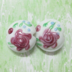 flat round handmade lampwork glass beads