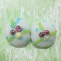 flat round handmade lampwork glass beads