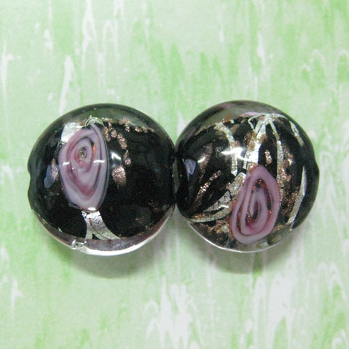 flat round murano lampwork glass beads