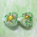 heart murano lampwork glass beads with flower