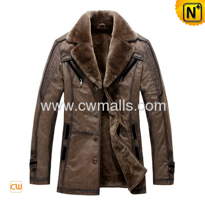 Men's Designer Tailored collar Lamb Fur Lined Trench Coat