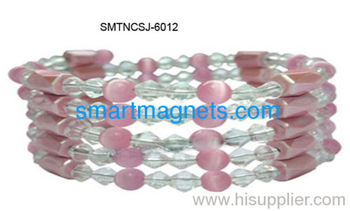 beaded glass color magnetic chain