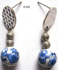 H1009 Blue and White Procelain Zinc Alloy Earrings