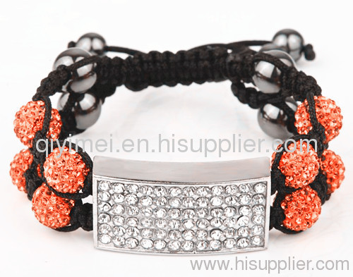 Fashion Crystal Double Rows Bracelet 10mm Orange