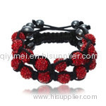 Fashion Crystal Double Rows Bracelet 10mm Red