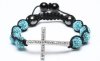 Blue Shadow Crystal Alloy Beaded Cuff Bracelets 10mm