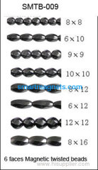 six faces Magnetic twisted bead