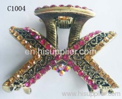 C1004 Newest Jewelry Novel Alloy Metal Hair Claw With Crystal