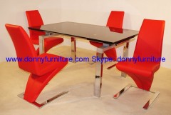 modern stainless steel dining chair and table