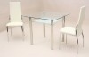 modern stainless steel dining chair and table