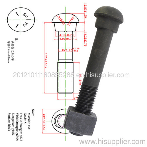 Track bolt /Fish bolt/Rail joint screw
