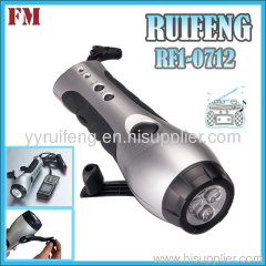 Multi-functional hand crank flashlight radio light phine ch