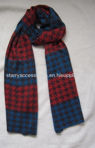 acrylic houndstooth knitted scarf