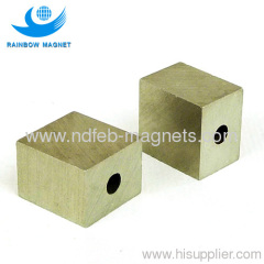 Permanent Alnico Magnet square block with hole