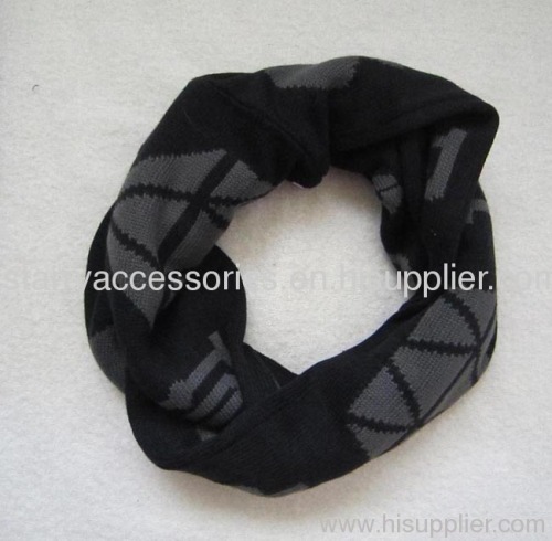 Black and dark grey acrylic knitted snood