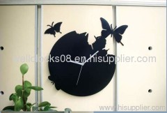 Plastic DIY butterfly black wall clock