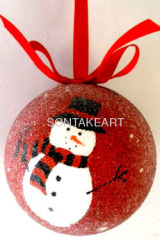 80MM DECOUPAGE BALL HANGING W/GLASS BEAD