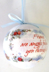 80MM DECOUPAGE BALL HANGING W/GLASS BEAD