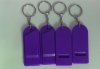 Flat shaped plastic promotion whistle with keychain