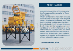 Twin shaft JS750 concrete mixer