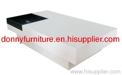 PU white high gloss coffee table+black tray