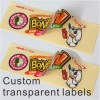 Custom colorful transparent sticky labels,transparent adhesive labels for packages