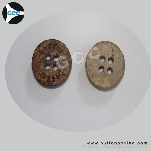raw coconut button with logo natural color