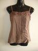 Brown Shoulder Strip Top, Cotton Womens Custom Clothing With Embroider For The Chest